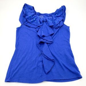 So Girls Blue Ruffle Top With Sequins Size 10